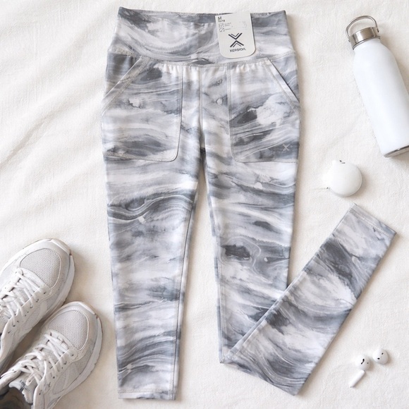 Xersion Other - Xersion Marble Print High Waisted Leggings Quick Dry Gym Activewear M